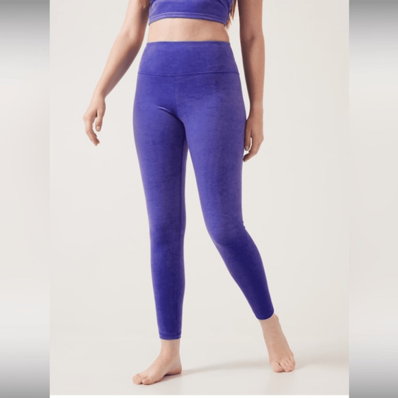 Athleta Elation Velvet Tight Leggings Ultra High-Rise Yoga Purple Small Workout - Picture 1 of 8